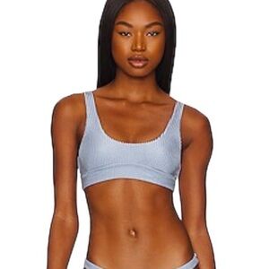 NEW Vitamin A Bikini Top Scoop Neck Tank in Slate Shimmer Size Large